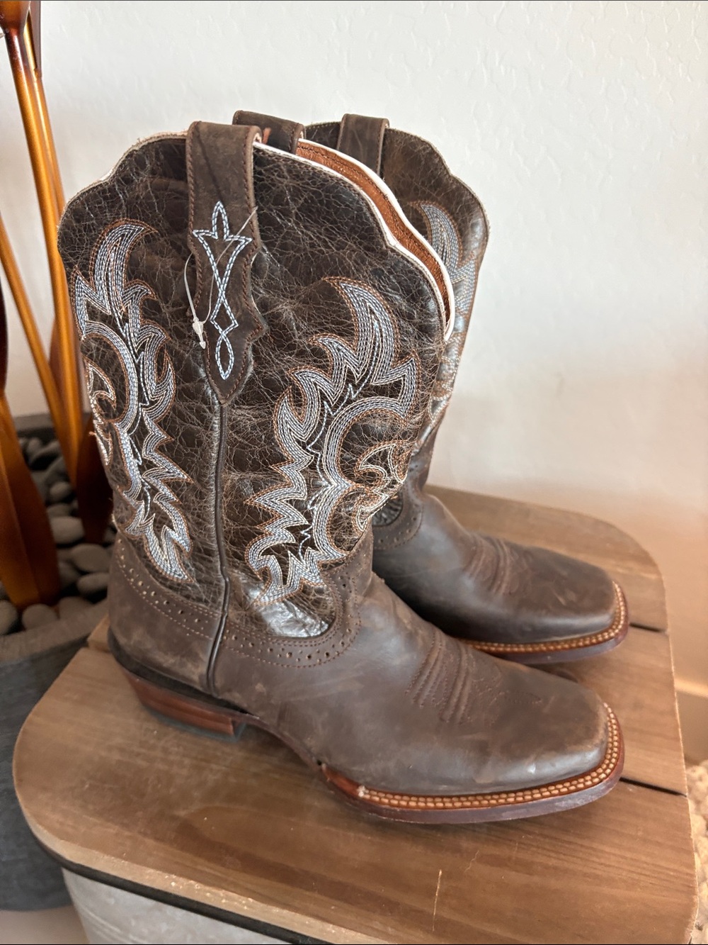 J.B. Dillon Brown Western Embroidered Cowboy Boots